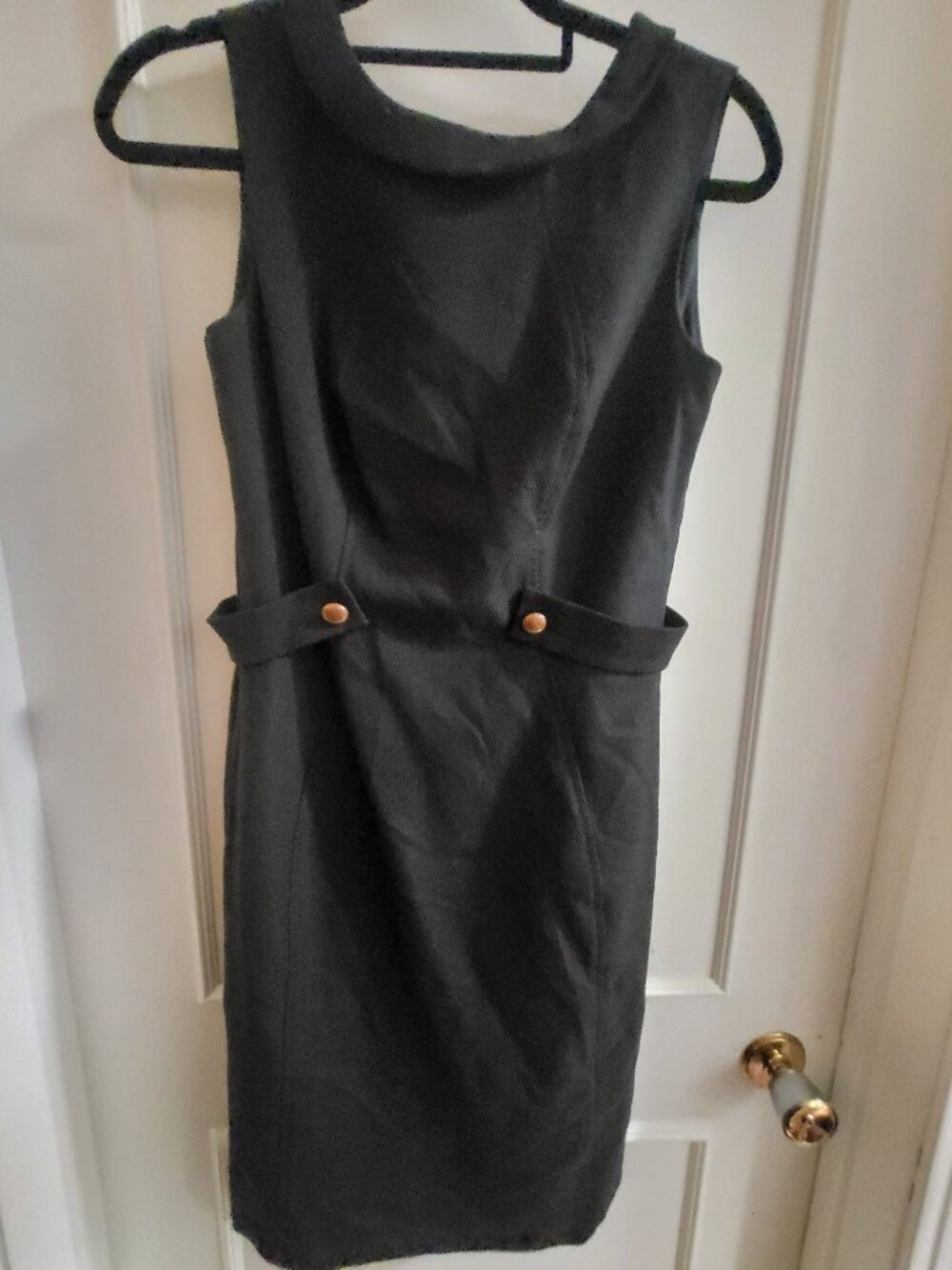 Tristan Sleeveless Sheath Dress with Button Waist Tabs - Size 4